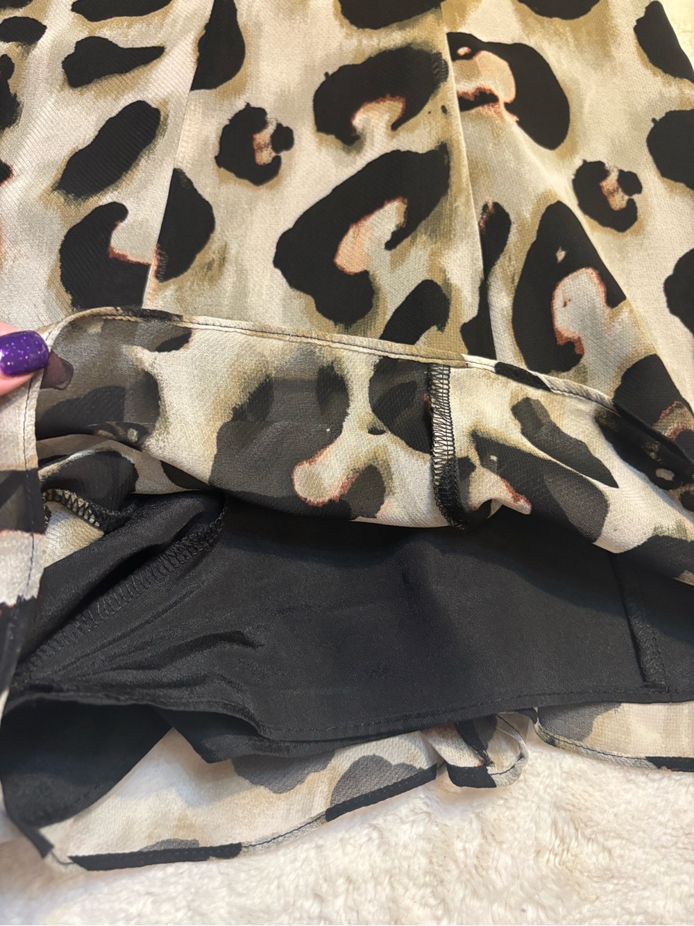 BCBGeneration Romper Size 8 Leopard Print Black, Cream, Brown Open Slits Flowy - Picture 10 of 16